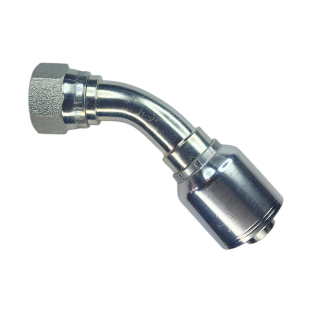 Female JIC Swivel 3/4" to Hose Crimp 3/4" 45 Deg Hydraulic Fitting