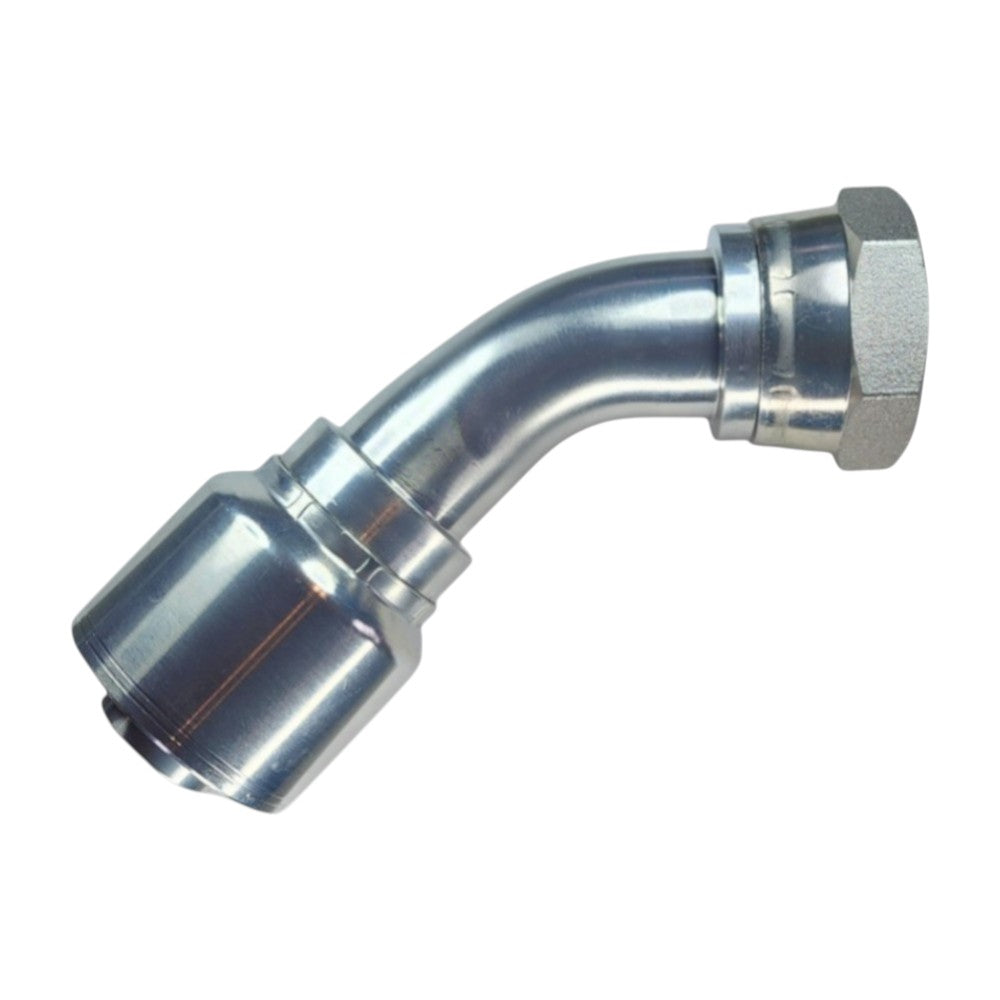 Hose Crimp 1 1/4" to Female JIC Swivel 1 1/4" 45 Deg Hydraulic Fitting