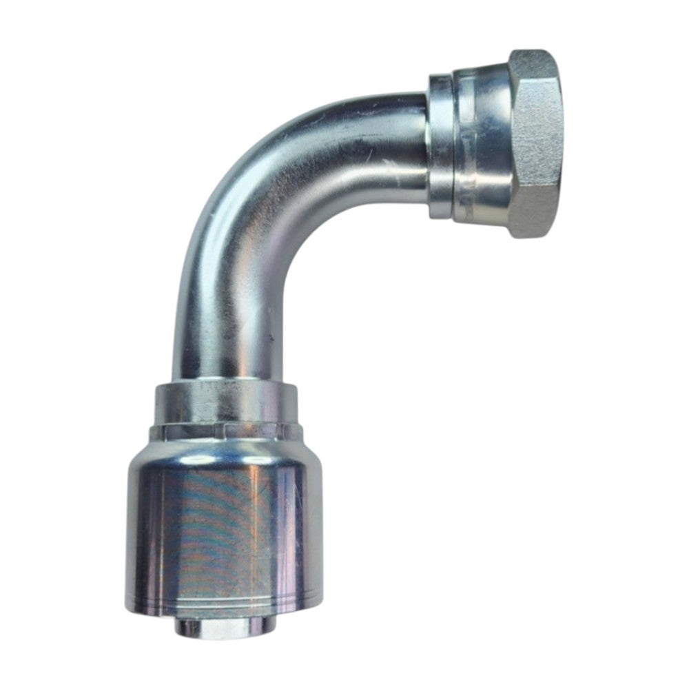 Hose Crimp 1 1/4" to Female JIC Swivel 1 1/4" 90 Deg Elbow Fitting