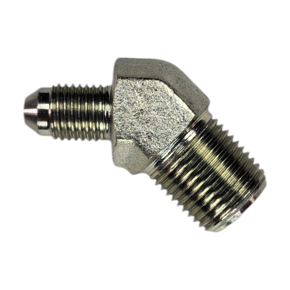 Male JIC 1/4" to Male NPT 3/8" 45 Degree Hydraulic Fitting