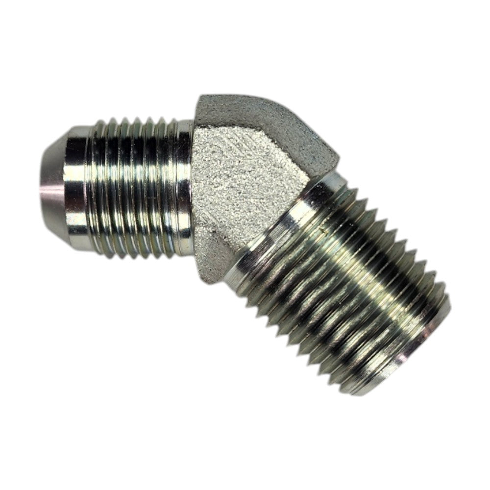 Male JIC 1/2" to Male NPT 1/2" 45 Degree Hydraulic Fitting