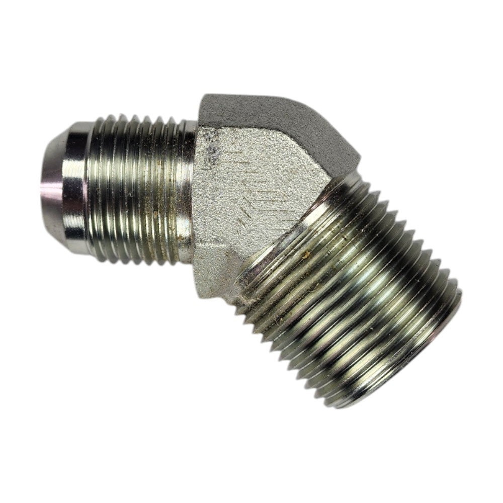 Male JIC 3/4" to Male NPT 1" 45 Degree Hydraulic Fitting