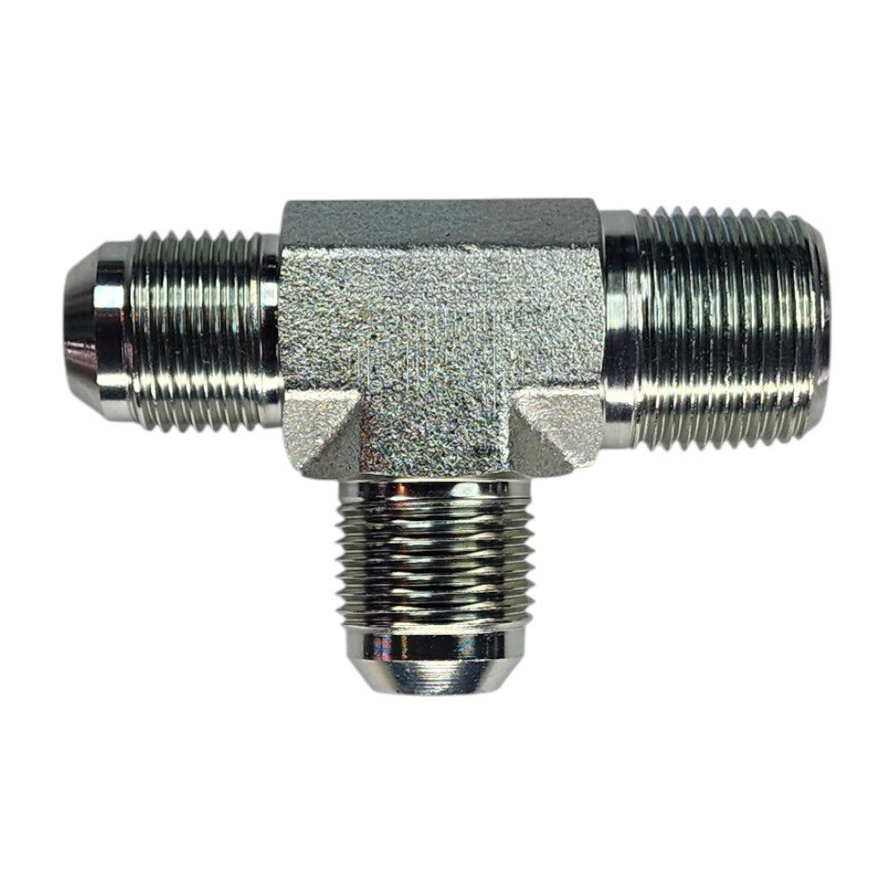 Male JIC 5/8" to Male NPT 3/4" to Male JIC 5/8" Tee Hydraulic Fitting
