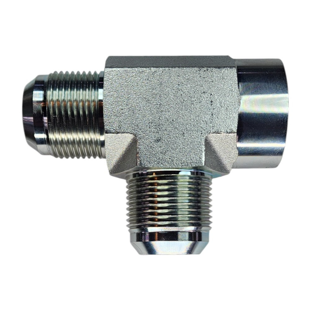 JIC Male 1" to NPT Female 1" to JIC Male 1" Tee Hydraulic Fitting