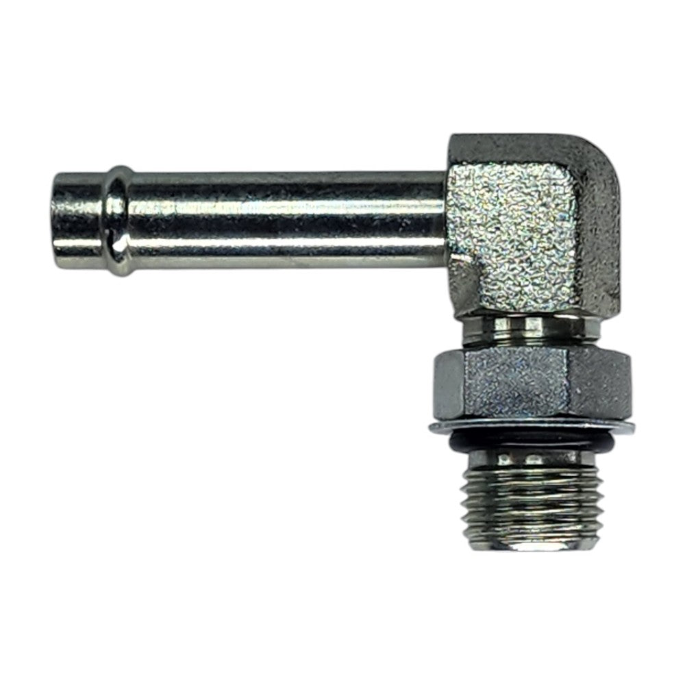 Male Barb 3/8" to Male O-Ring Boss 3/8" 90 Degree Elbow Hydraulic Fitting