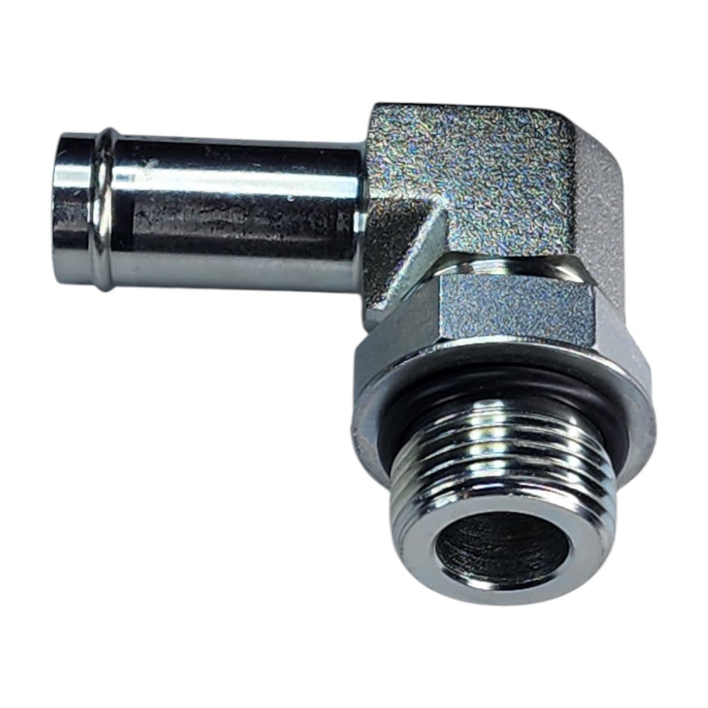 Male Barb to Male O-Ring Boss 90 Degree Elbow Hydraulic Fitting View C
