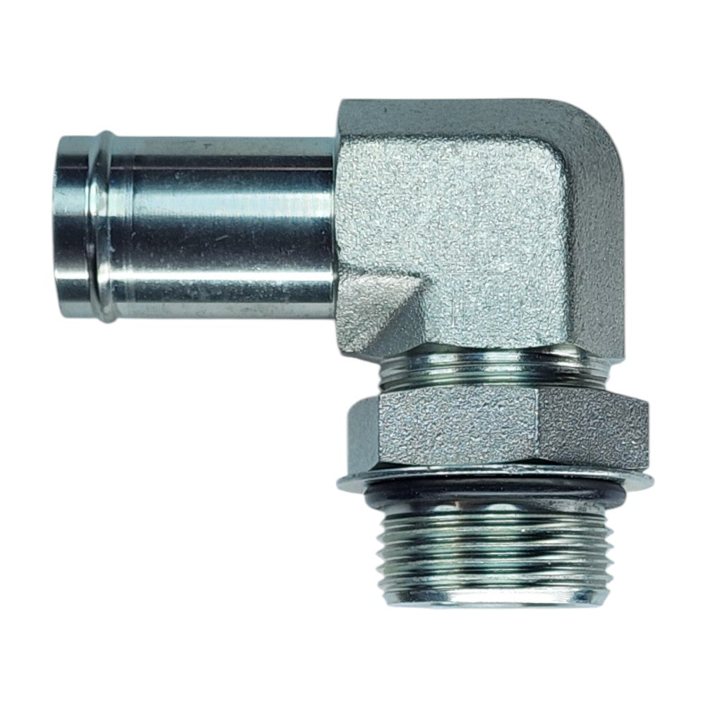 Male Barb 1" to Male O-Ring Boss 1" 90 Degree Elbow Hydraulic Fitting