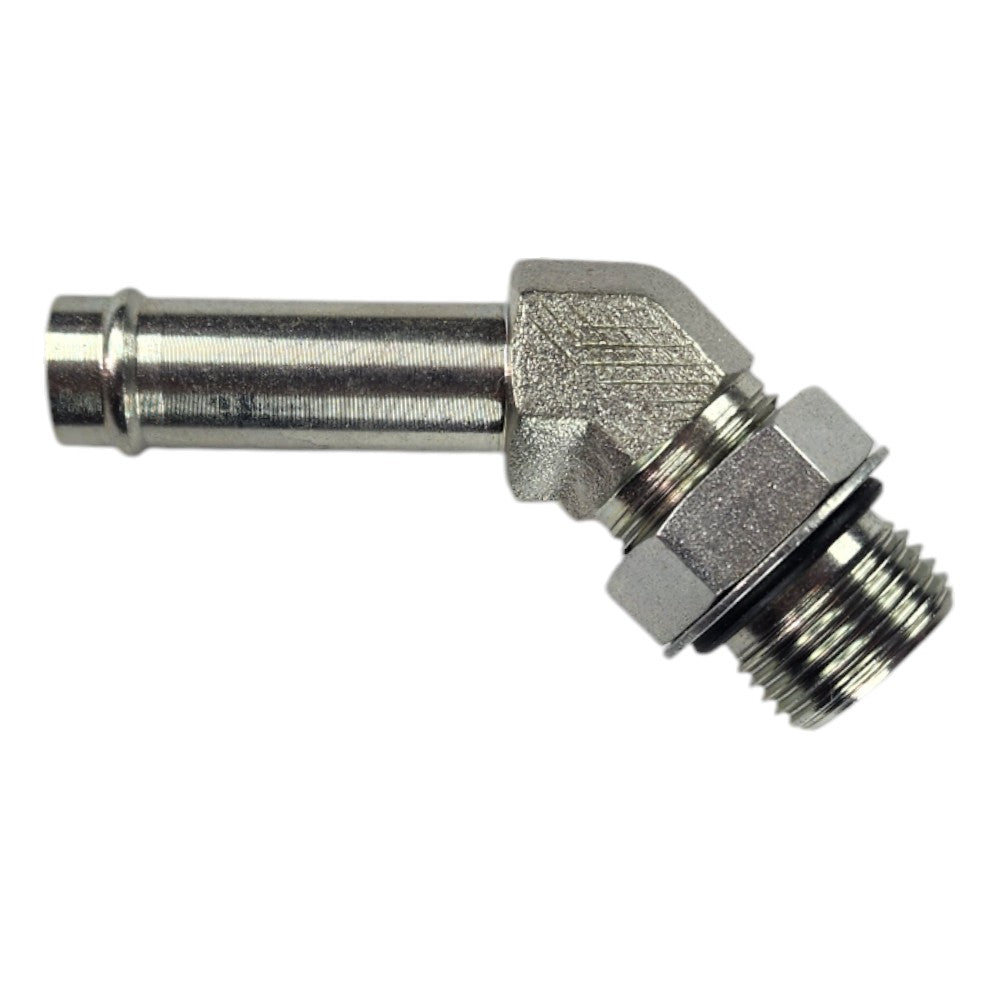Male Barb 1/2" to Male O-Ring Boss 1/2" 45 degree Hydraulic Fitting