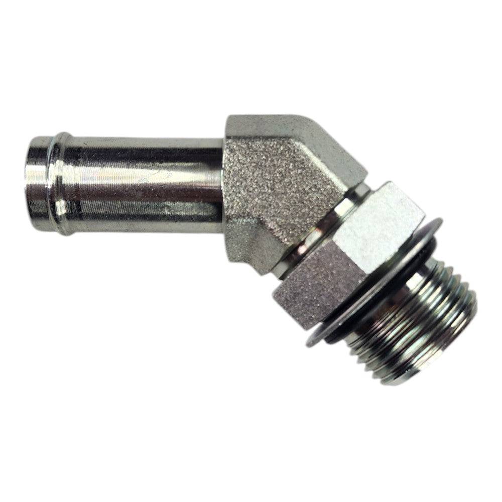 Male Barb 3/4" to Male O-Ring Boss 3/4" 45 degree Hydraulic Fitting