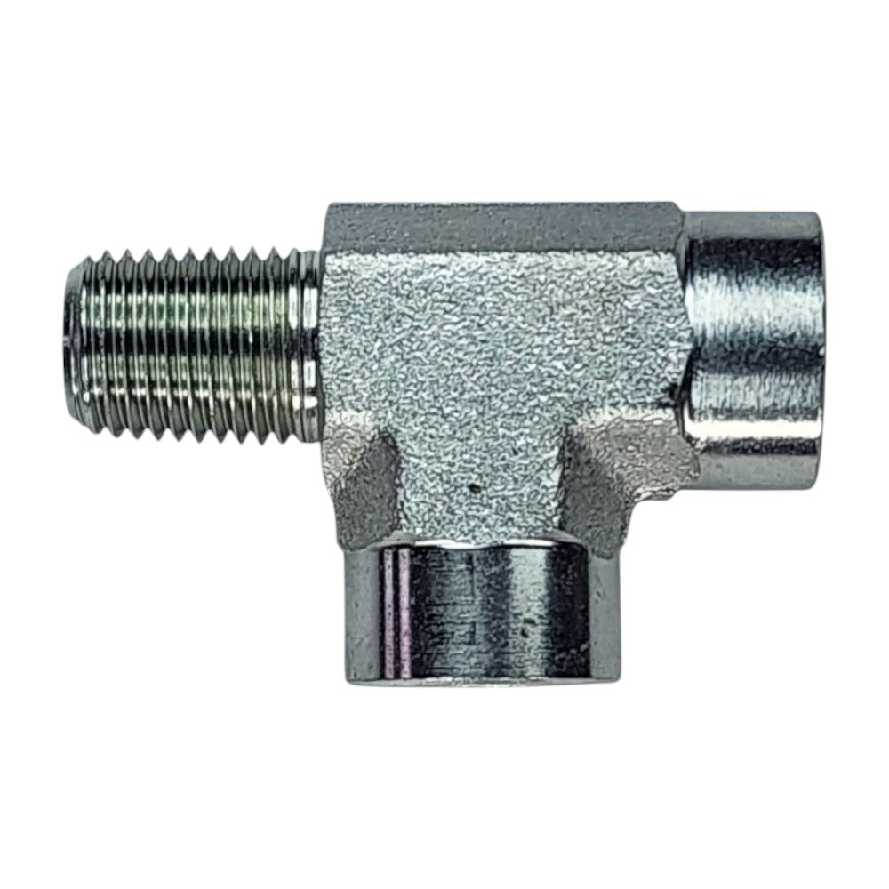 Male NPT 1/4" to Female NPT 1/4" to Female NPT 1/4" Tee Hydraulic Fitting