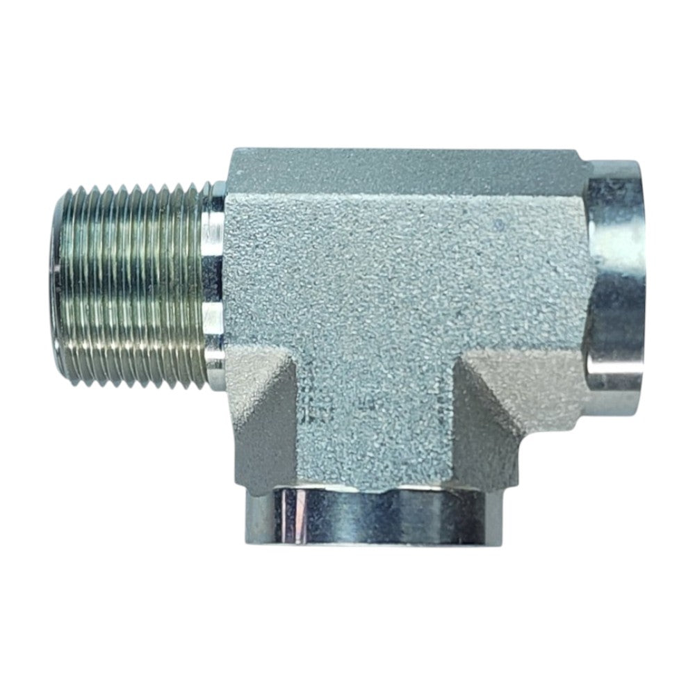 Male NPT 1" to Female NPT 1" to Female NPT 1" Tee Hydraulic Fitting