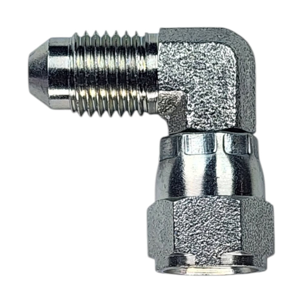 Male JIC 37 1/4" to Female JIC Swivel 1/4" 90 Deg Elbow Hydraulic Fitting