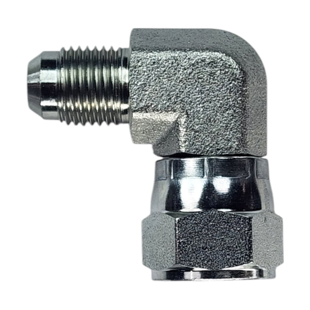 Male JIC 37 3/8" to Female JIC Swivel 1/2" 90 Deg Elbow Hydraulic Fitting