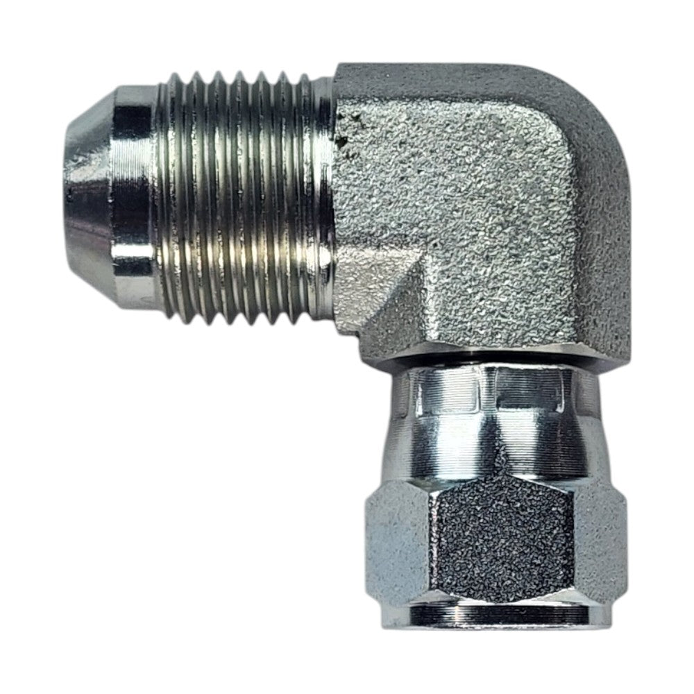 Male JIC 37 1/2" to Female JIC Swivel 3/8" 90 Deg Elbow Hydraulic Fitting