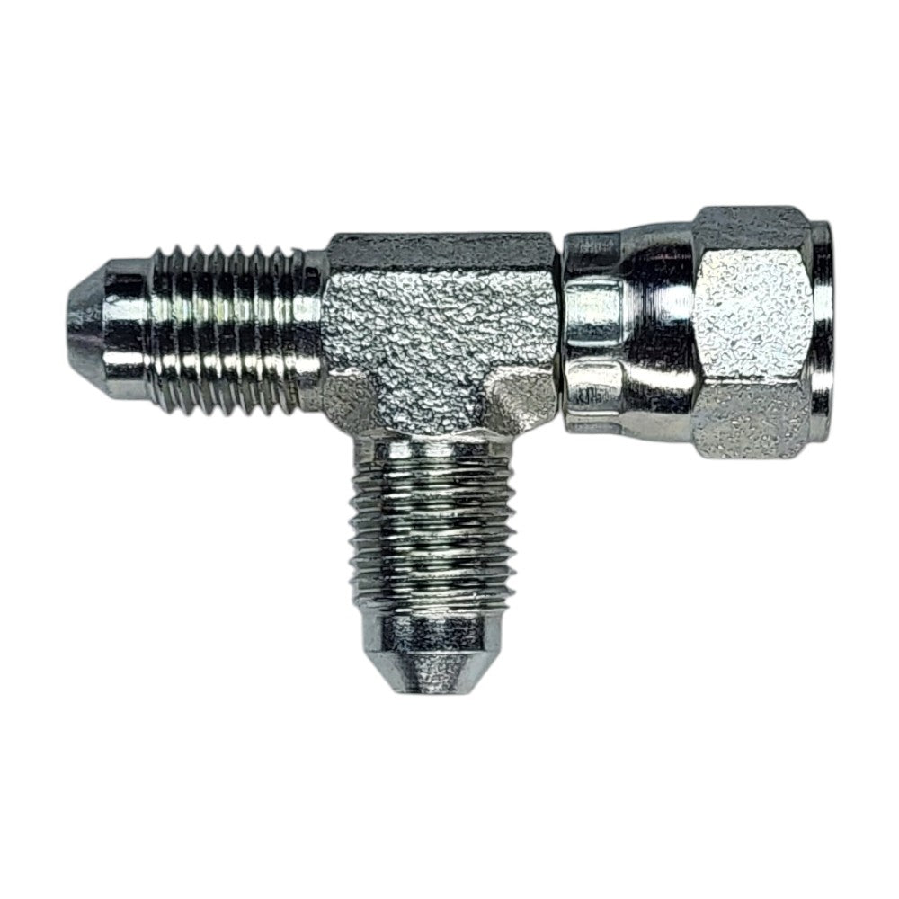 Male JIC 1/4" to Female JIC Swivel 1/4" to Male JIC 1/4" Tee Hydraulic Fitting View A