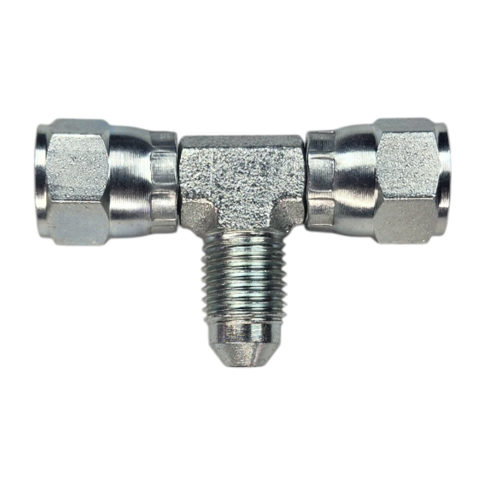 Female JIC Swivel 1/4" to Female JIC Swivel 1/4" to Male JIC 1/4" Tee Hydraulic Fitting