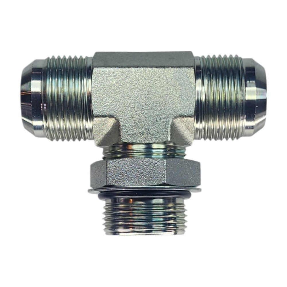 Male JIC 1" to Male JIC 1" to Male O-Ring Boss 1" Tee Hydraulic Fitting