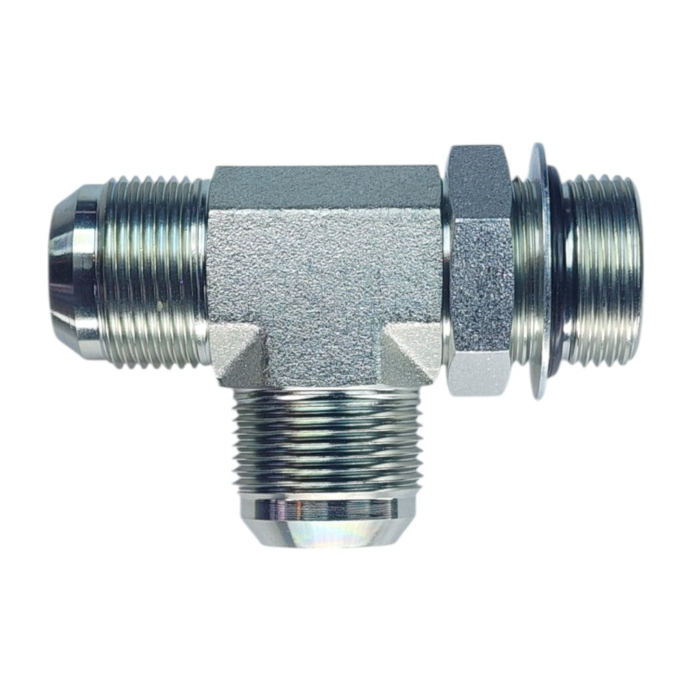 Male JIC 1" to Male O-Ring Boss 1" to Male JIC 1" Tee Hydraulic Fitting