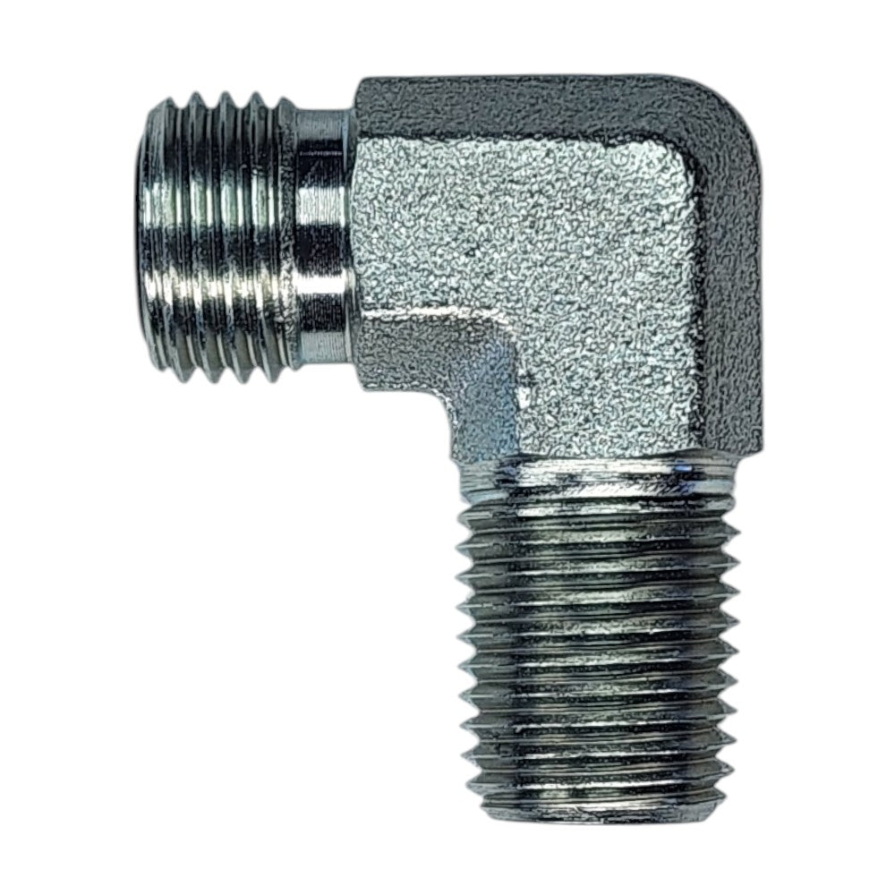 Male O-Ring Face Seal 1/4" to Male NPT 1/4" 90 Deg Elbow Hydraulic Fitting