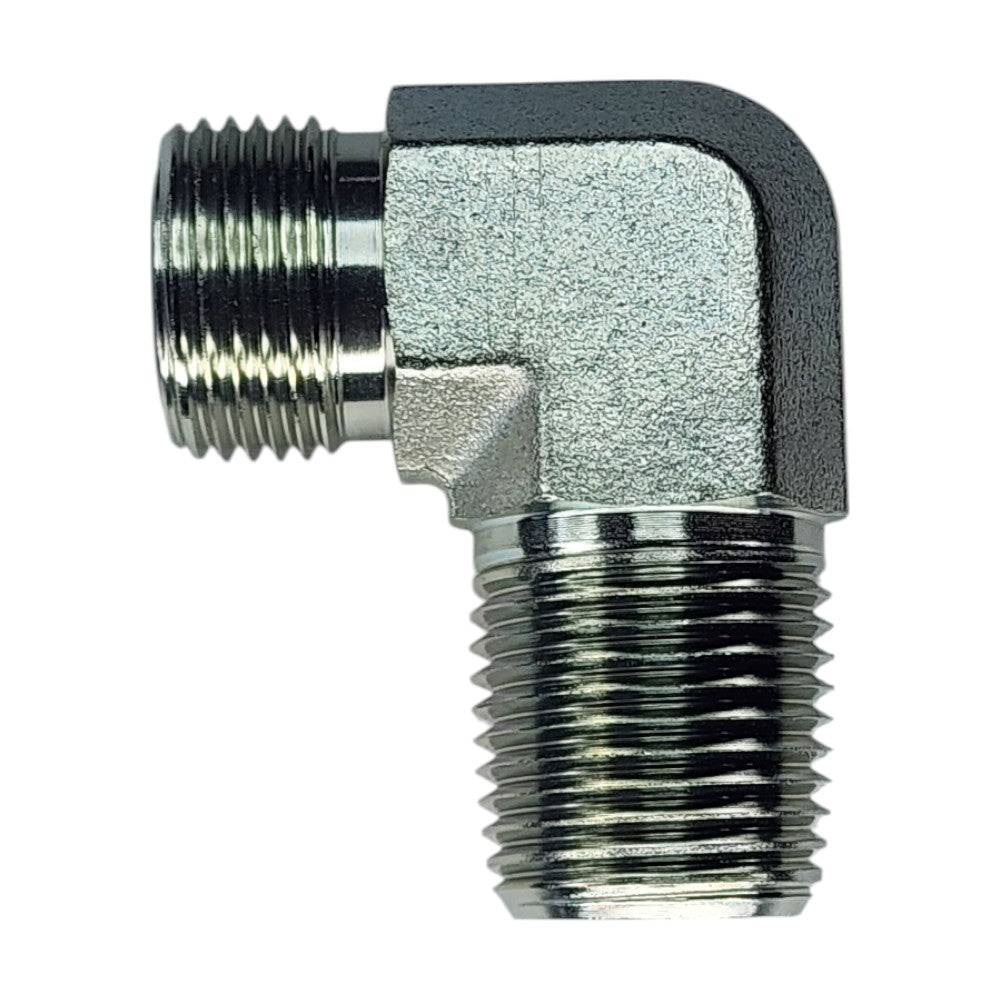 Male O-Ring Face Seal 1/2" to Male NPT 1/2" 90 Deg Elbow Hydraulic Fitting