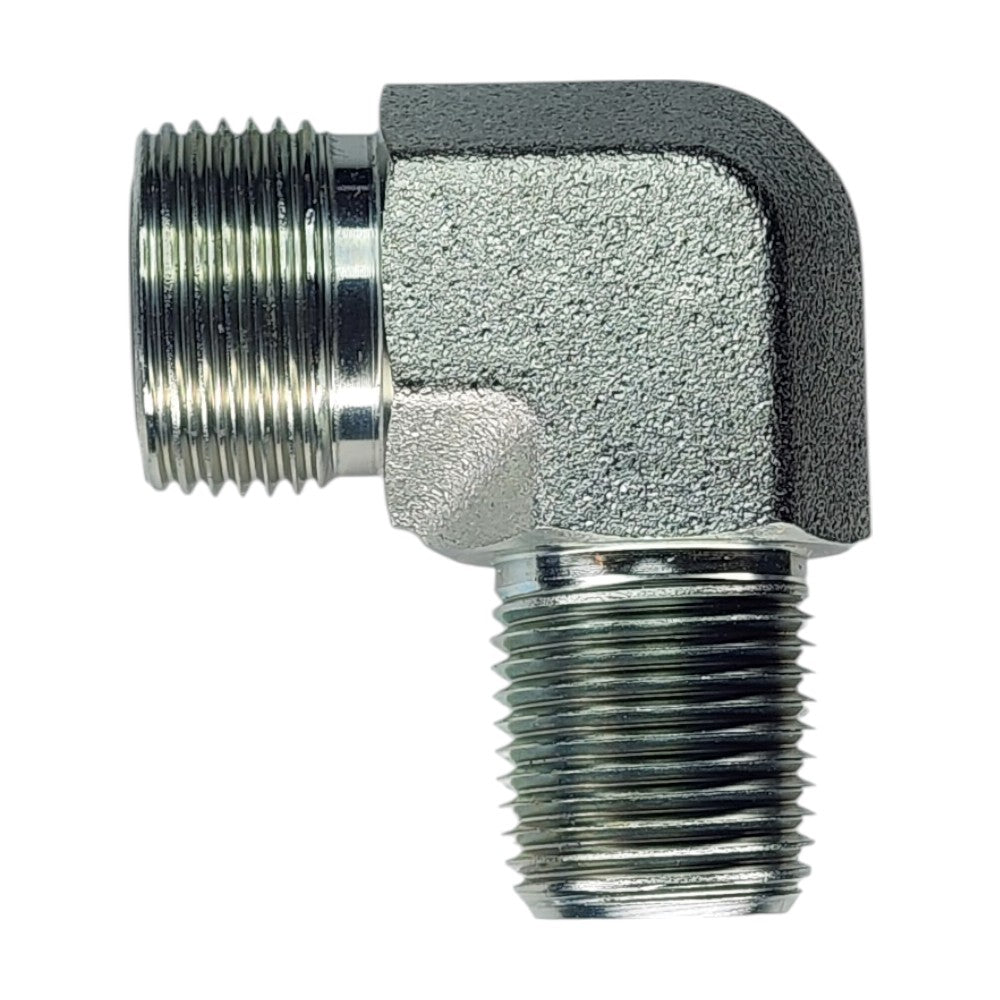 Male O-Ring Face Seal 5/8" to Male NPT 1/2" 90 Deg Elbow Hydraulic Fitting