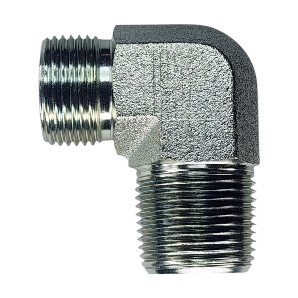 Male O-Ring Face Seal 5/8" to Male NPT 3/4" 90 Deg Elbow Hydraulic Fitting