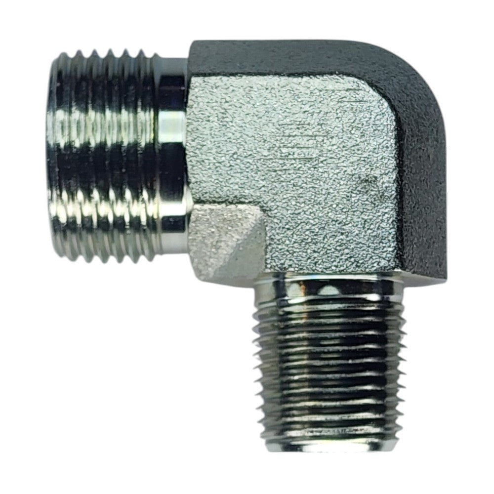 Male O-Ring Face Seal 3/4" to Male NPT 1/2" 90 Deg Elbow Hydraulic Fitting