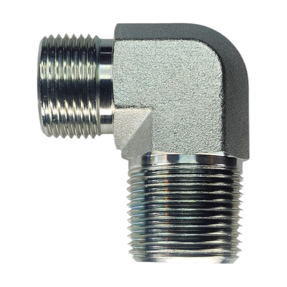 Male O-Ring Face Seal 3/4" to Male NPT 1" 90 Deg Elbow Hydraulic Fitting
