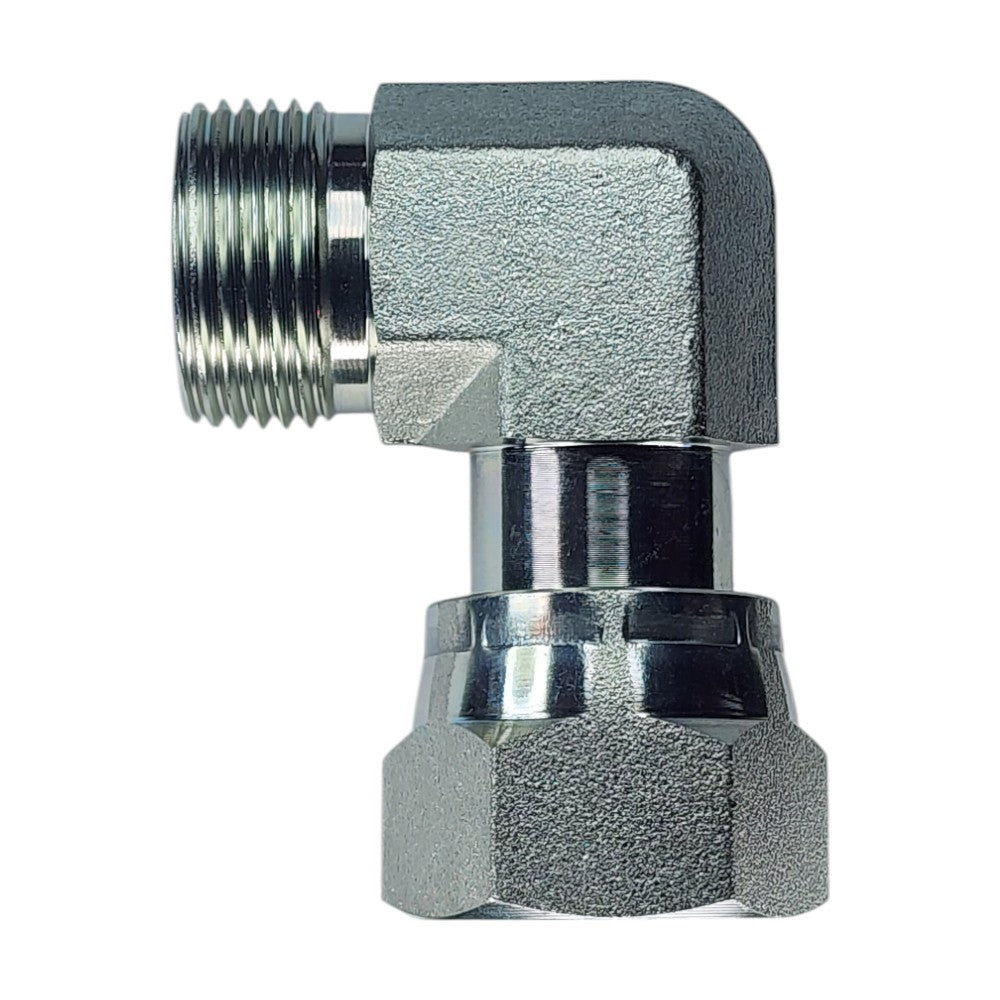 Male O-Ring Face Seal 3/4" to Female O-Ring Face Seal Swivel 3/4" 90 Deg Elbow Hydraulic Fitting