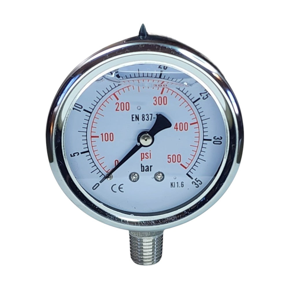 Hydraulic Pressure Gauge with Bottom Port 0-500 PSI