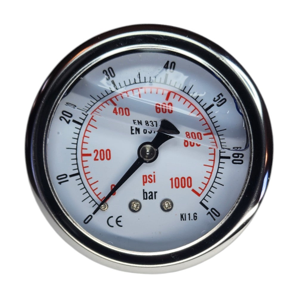 Hydraulic Pressure Gauge with Rear Port 0-1000 PSI