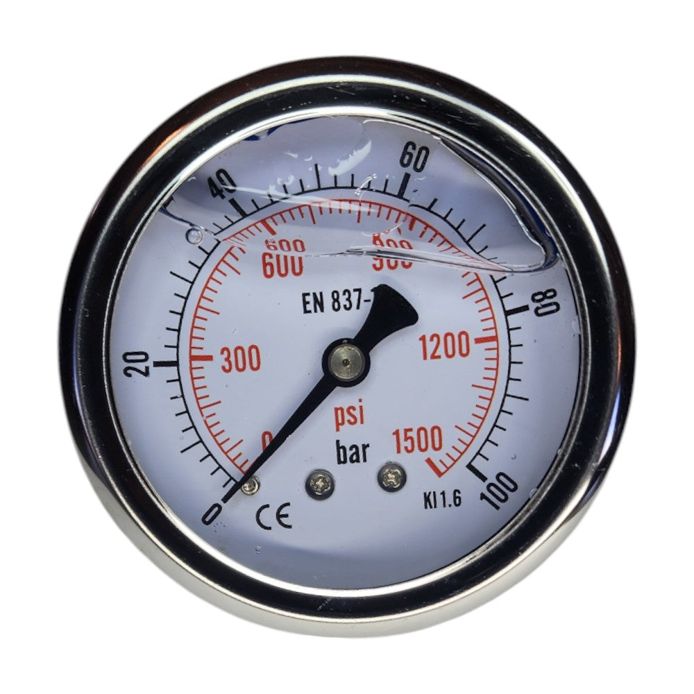 Hydraulic Pressure Gauge with Rear Port 0-1500 PSI