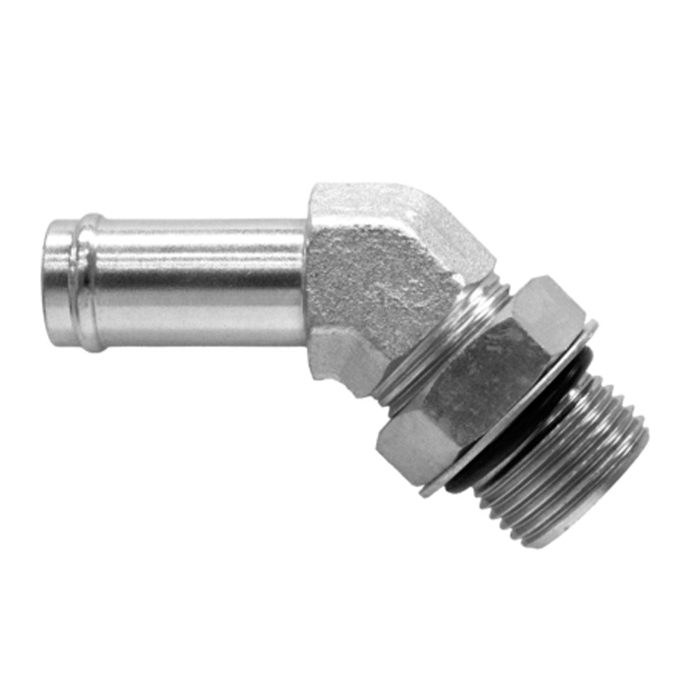 Male Barb to Male O-Ring Boss 45 degree Hydraulic Fitting