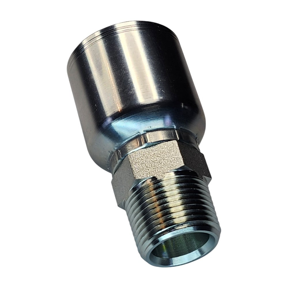 Male NPT to Hose Crimp Straight Hydraulic Fitting View B