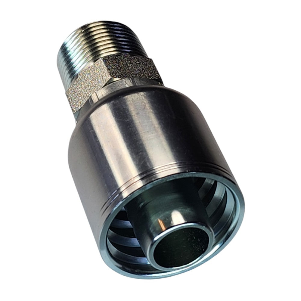 Male NPT to Hose Crimp Straight Hydraulic Fitting View C