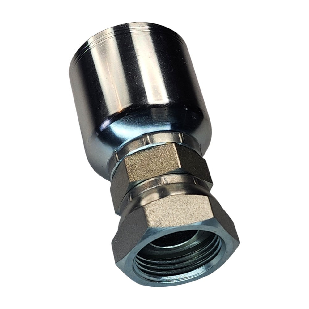 Female NPT Swivel to Hose Crimp Straight Hydraulic Fitting View B