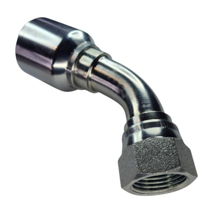 Female JIC Swivel to Hose Crimp 45 Deg Hydraulic Fitting View B