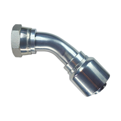 Female JIC Swivel 1 1/4" to Hose Crimp 1 1/4" 45 Deg Hydraulic Fitting 