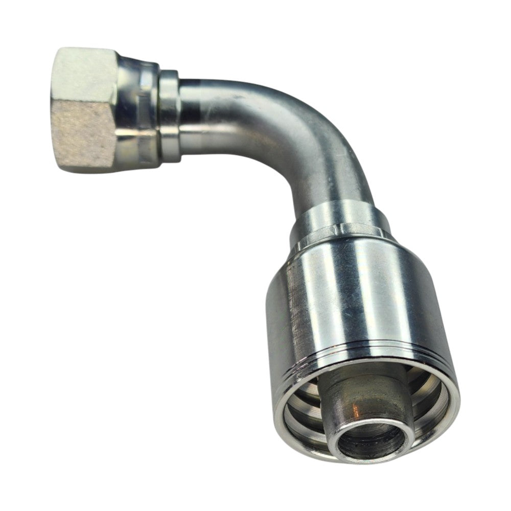 Hose Crimp to Female JIC Swivel 90 Deg Elbow Fitting View B