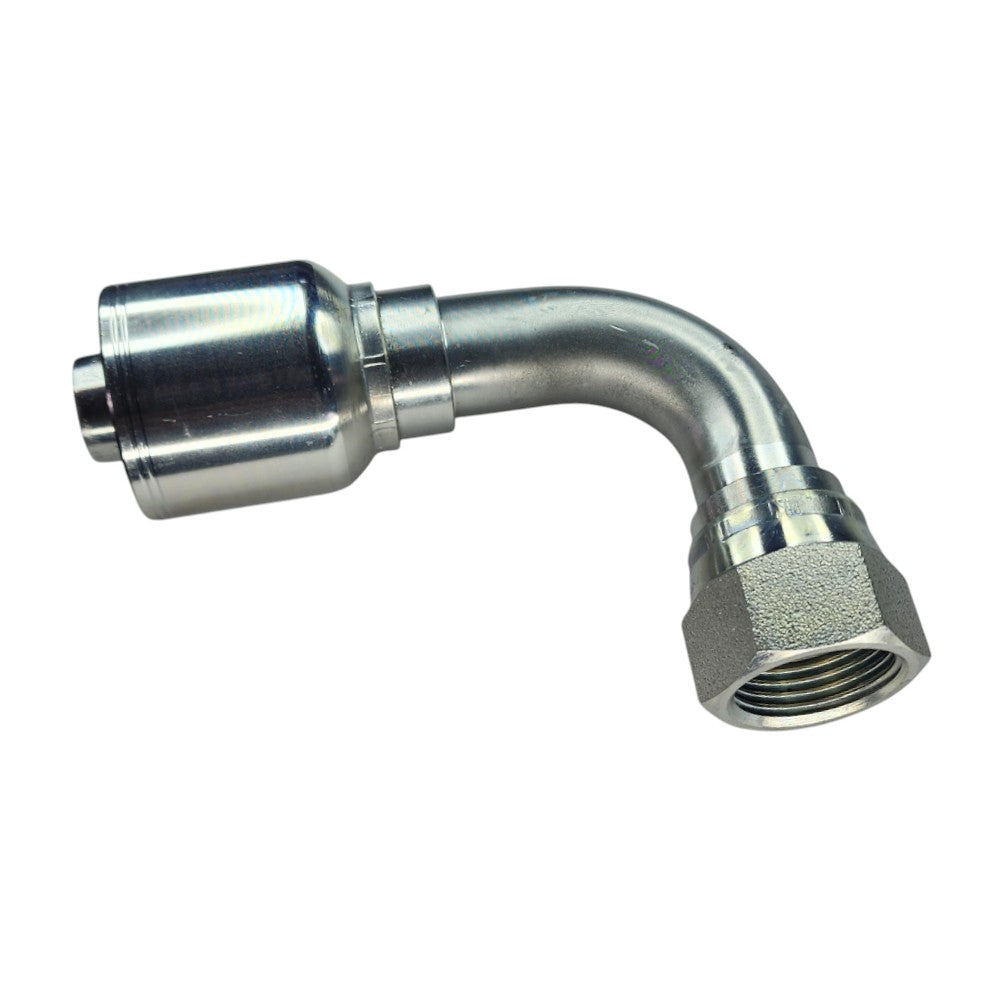 Hose Crimp to Female JIC Swivel 90 Deg Elbow Fitting View C