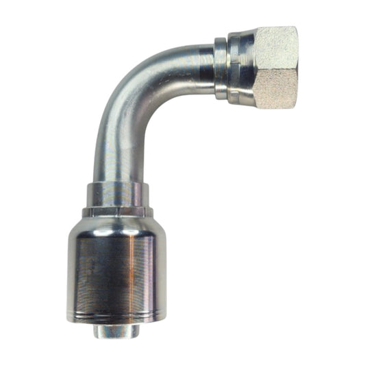Hose Crimp to Female JIC Swivel 90 Deg Elbow Fitting
