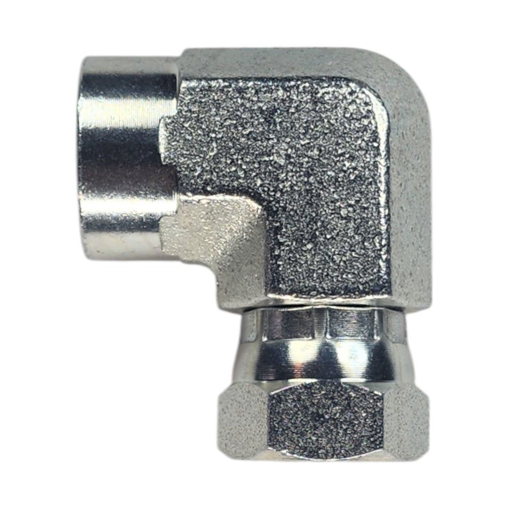 Female NPT 1/4" to Female NPT Swivel 1/4" 90 Deg Elbow Hydraulic Fitting