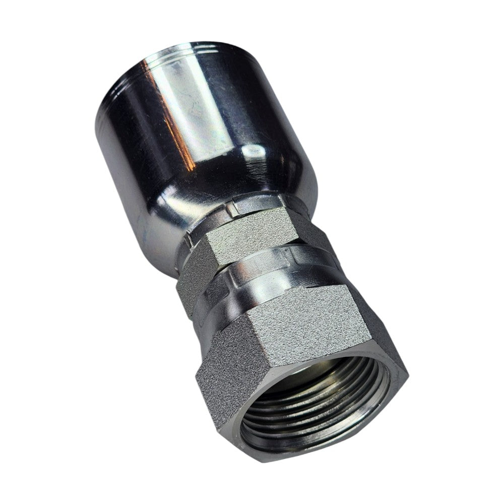 Female O-Ring Face Seal (ORFS) Swivel to Hose Crimp Straight Hydraulic Fitting View B
