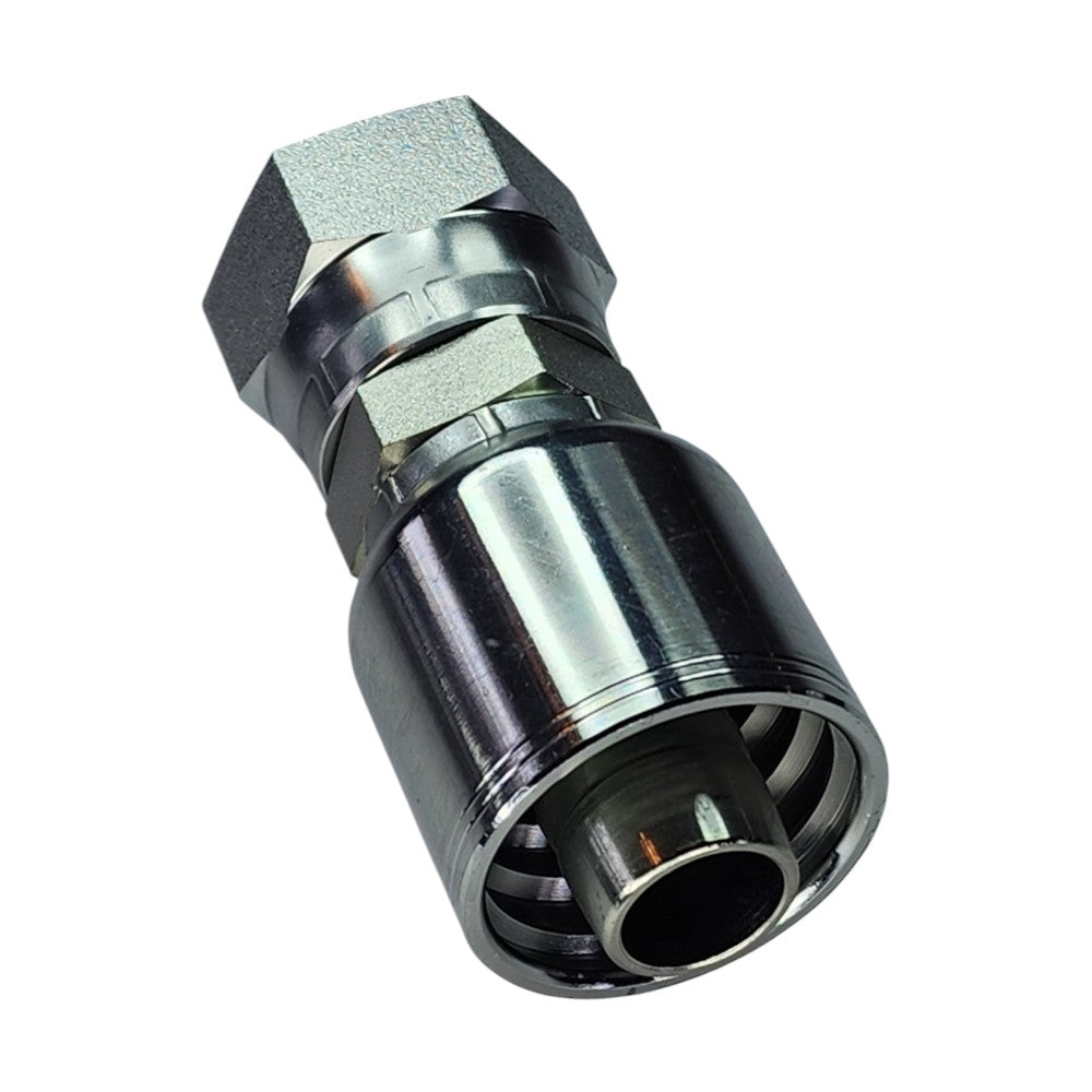 Female O-Ring Face Seal (ORFS) Swivel to Hose Crimp Straight Hydraulic Fitting View C