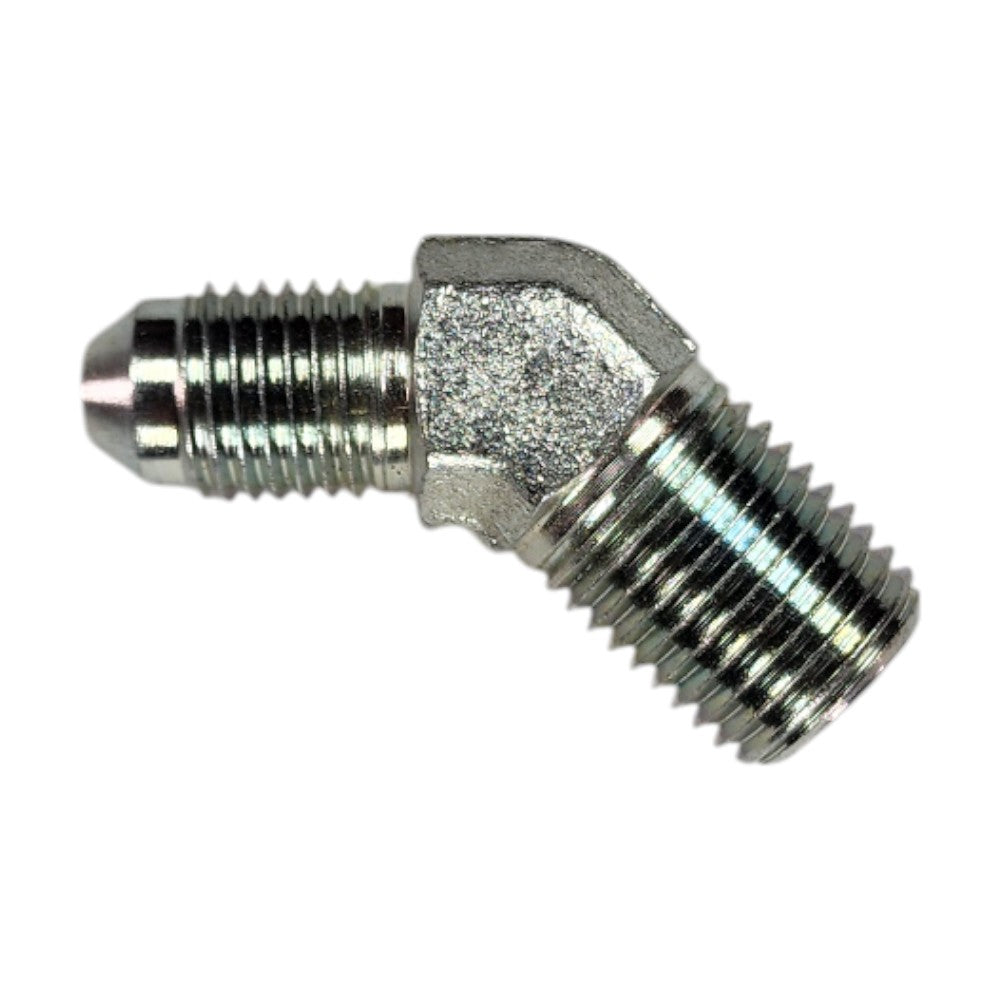 Male JIC 1/4" to Male NPT 1/4" 45 Degree Hydraulic Fitting