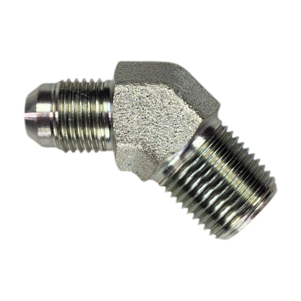 Male JIC 3/8" to Male NPT 3/8" 45 Degree Hydraulic Fitting