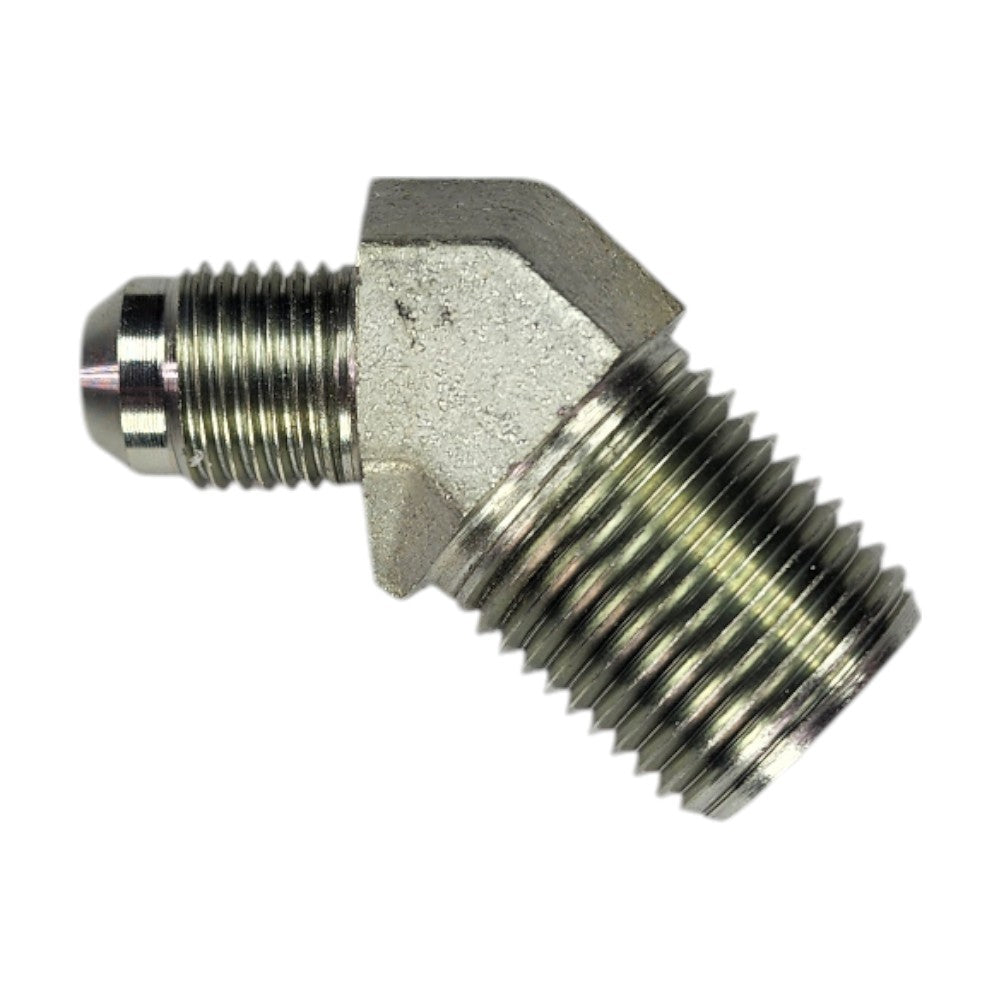 Male JIC 3/8" to Male NPT 1/2" 45 Degree Hydraulic Fitting