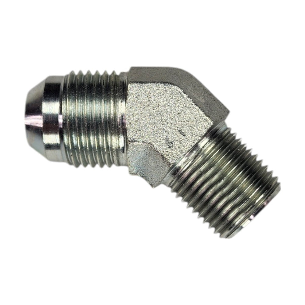 Male JIC 1/2" to Male NPT 3/8" 45 Degree Hydraulic Fitting