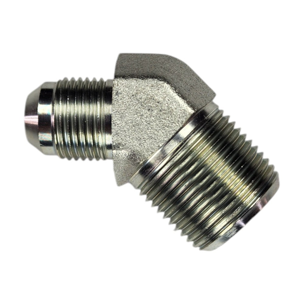 Male JIC 1/2" to Male NPT 3/4" 45 Degree Hydraulic Fitting