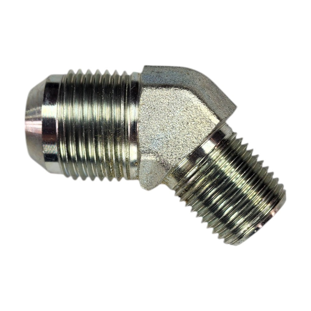 Male JIC 3/4" to Male NPT 1/2" 45 Degree Hydraulic Fitting
